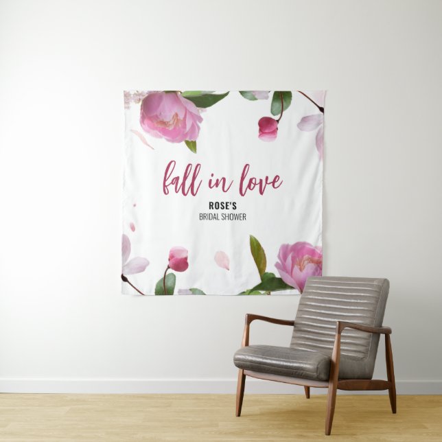 Multi Floral Bridal Shower Fall in Love Tapestry (In Situ)