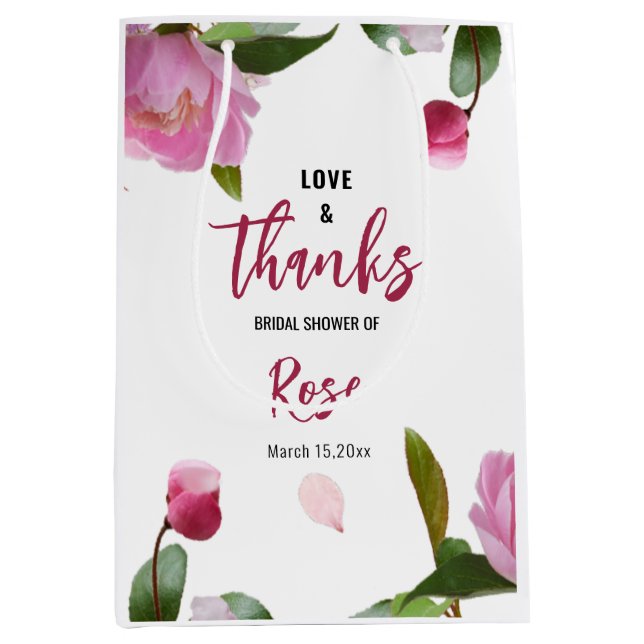 Multi Floral Bridal Shower Love & Thanks Medium Gift Bag (Front)