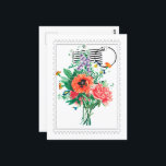 Multi  flower bouquet faux canvas print postcard<br><div class="desc">Vintage foxglove, clematis, pansy, peony, poppy, and yellow day lily flower bouquet. Postal house plants design. Combining house plants and postage marks to create cute, cool, funny, fashionable gifts. Be inspired by unique items you can't find anywhere else. One-Of-A-Kind Items for men or women. Check out my store for more...</div>