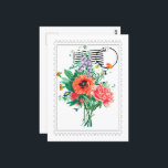 Multi  flower bouquet faux canvas print postcard<br><div class="desc">Vintage foxglove, clematis, pansy, peony, poppy, and yellow day lily flower bouquet. Postal house plants design. Combining house plants and postage marks to create cute, cool, funny, fashionable gifts. Be inspired by unique items you can't find anywhere else. One-Of-A-Kind Items for men or women. Check out my store for more...</div>
