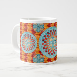 Multi Flower Orange Chevron Mug Design