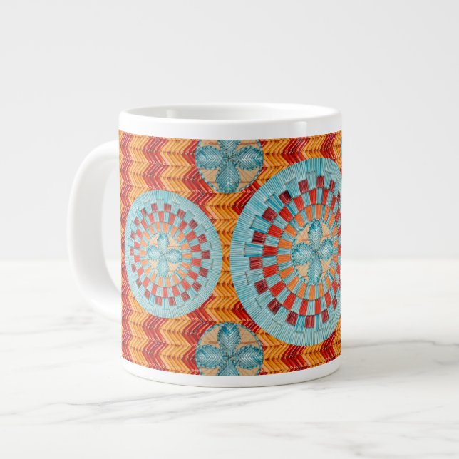 Multi Flower Orange Chevron Mug Design (Front Left)