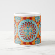 Multi Flower Orange Chevron Mug Design