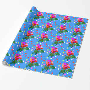 Multi FLOWERS DOTS :Happy Holiday Gift Packing Wrapping Paper