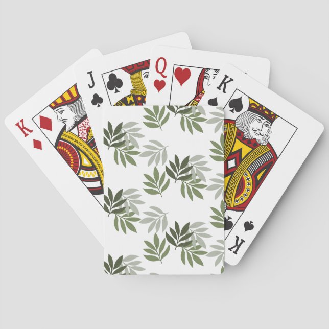 Multi Green leaves design playing cards (Back)