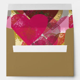 Multi heart Abstract Design Style 2-Bronze Gold  Envelope