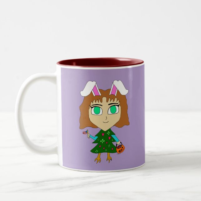 Multi Holiday Chibi Two-Tone Coffee Mug (Left)