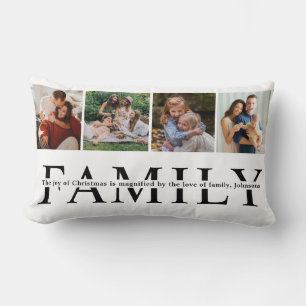 Multi Holiday Photos Christmas quote Simple family Lumbar Cushion