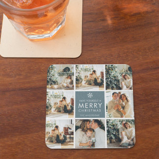 Multi Holiday Photos | Merry Christmas | Gift Glass Coaster