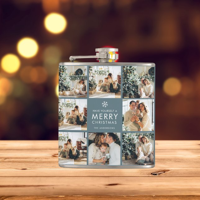 Multi Holiday Photos | Merry Christmas | Gift Hip Flask (Creator Uploaded)