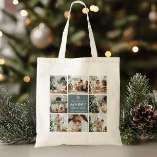 Multi Holiday Photos Merry Christmas Gift Tote Bag