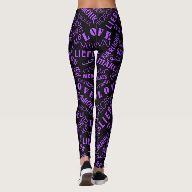 Multi Language Leggings Love Text - Custom Colours (Back)