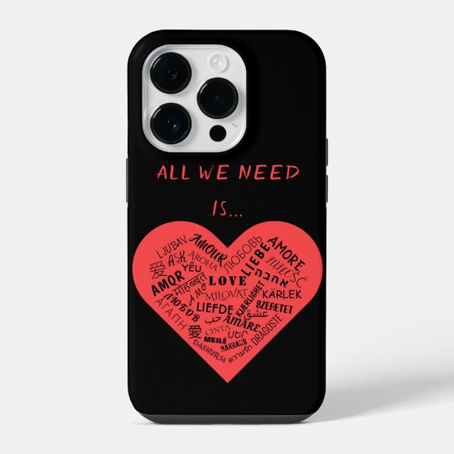 Multi Language Love Text Heart Custom Colours iPhone Case (Back)