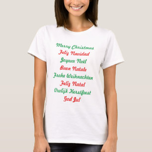 Multi-language Merry Christmas Red and Green T-Shirt