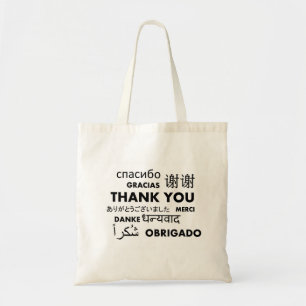 Multi Language Thank You Black & White Tote Bag