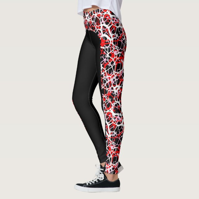 Multi Layer Side Stripe Web Pattern Leggings (Left)