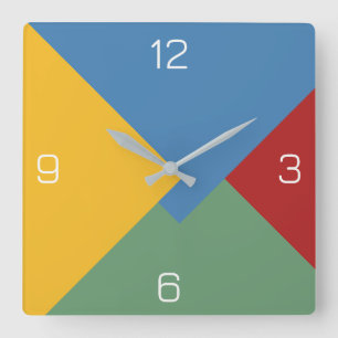 Multi-Layered Solid Many Colours Geometric Design Square Wall Clock