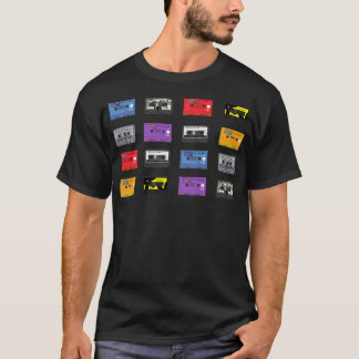 Multi Mix Tapes Retro Music Cassettes Collage T-Shirt