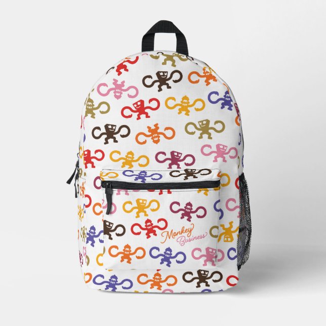 Multi-Monkey Business Backpack Bag (Front)