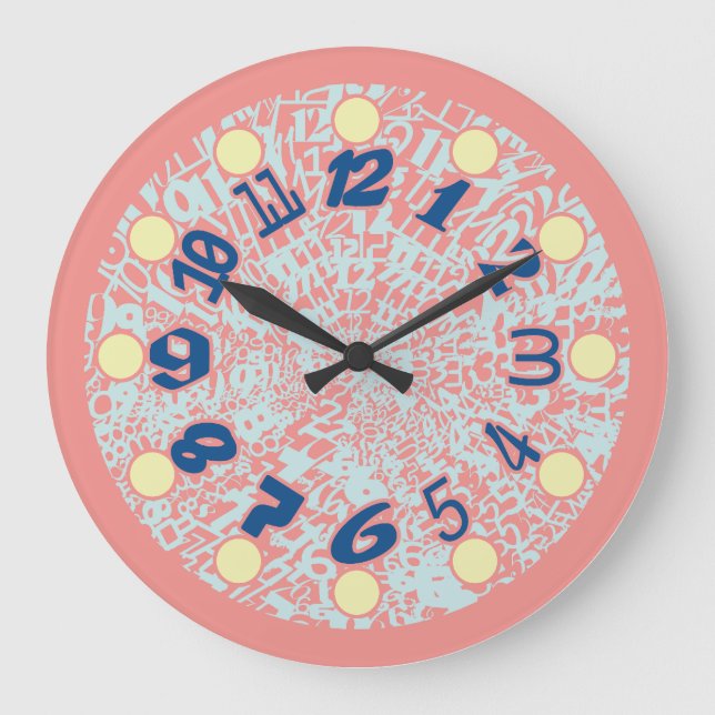 MULTI NUMBERS PASTEL COLORS BY MASANSER LARGE CLOCK (Front)
