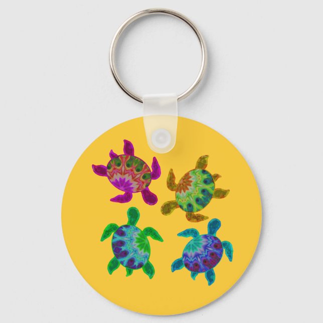 Multi Painted Turtles Keychain (Front)