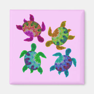 Multi Painted Turtles Magnets