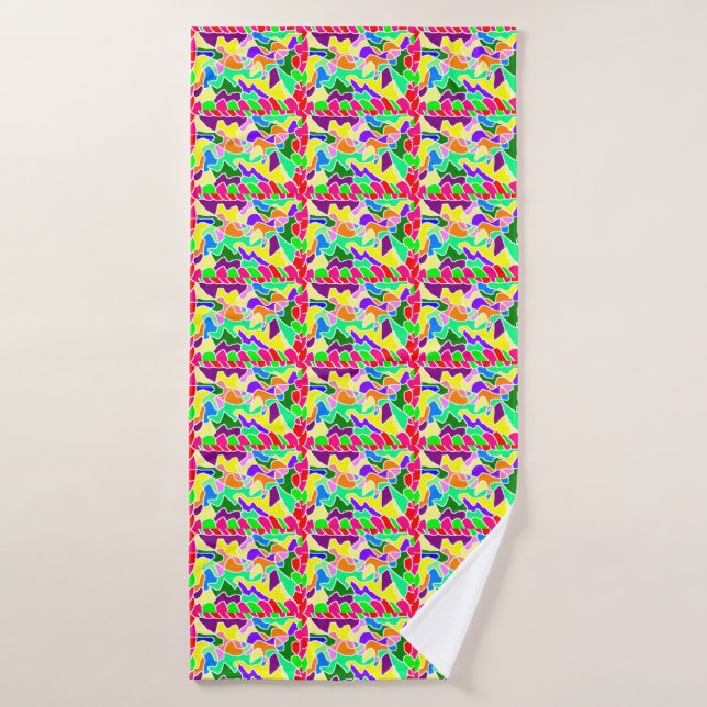 Multi patterned bright colours bath set light blue (Bath Towel)
