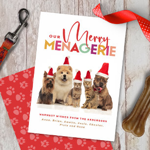 Multi-Pet Holiday Christmas Card Merry Menagerie