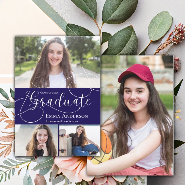 Multi Photo 2025 Grad Blue Graduation Announcement (Multi Photo 2025 Grad Blue Graduation Announcement)