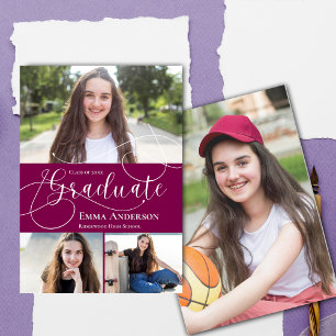Multi Photo 2025 Red White Graduation Announcement