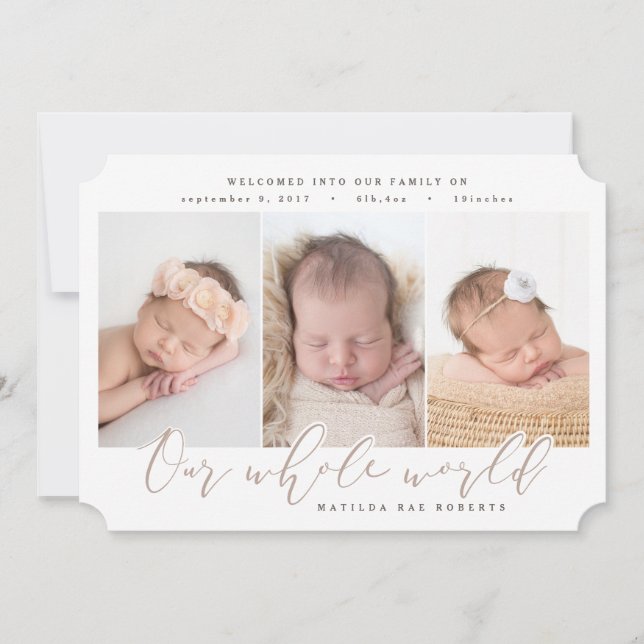Multi photo birth announcement. announcement (Front)