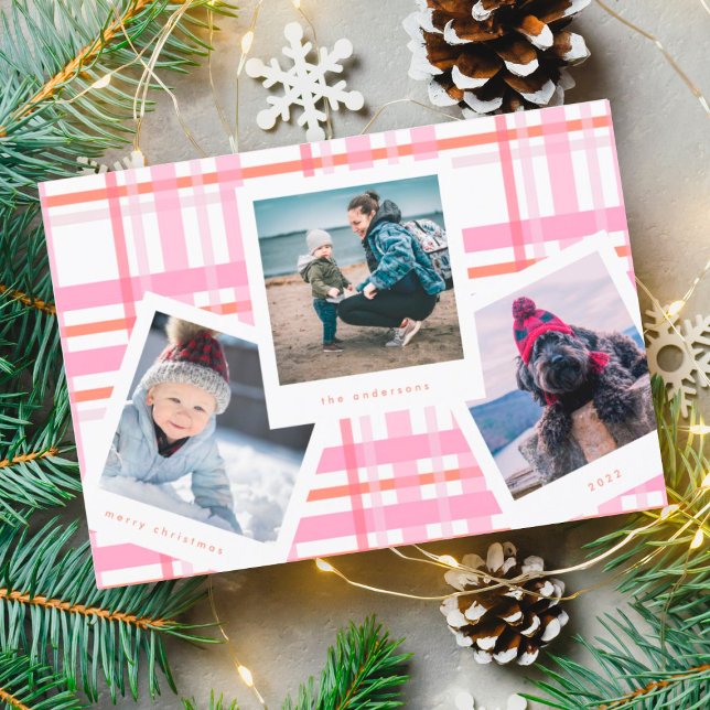 Multi Photo Booth Frame | Gingham Merry Christmas Holiday Card (Creator Uploaded)