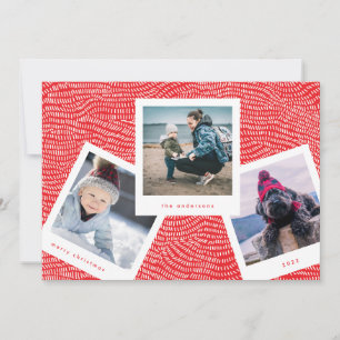 Multi Photo Booth Frame Red Merry Christmas Holiday Card