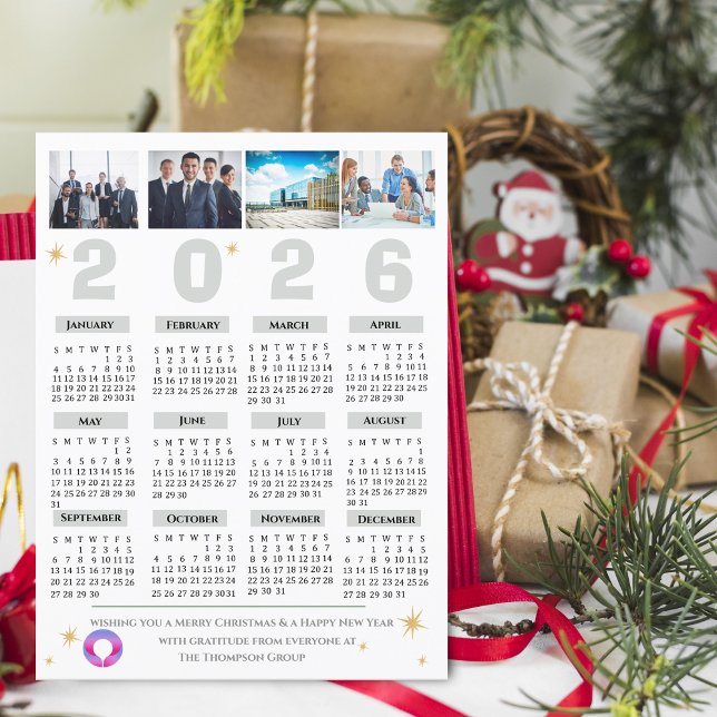 Multi Photo Calendar Corporate  Business Company  Holiday Postcard (Multi Photo Calendar Corporate Business Company Holiday Postcard)