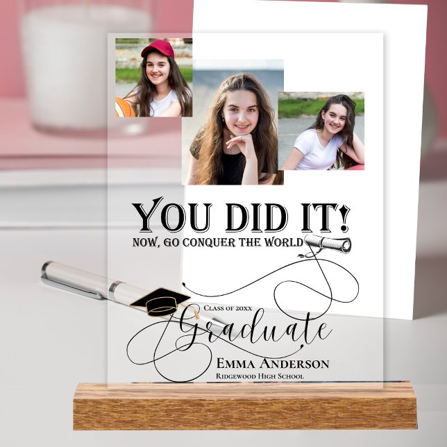 Multi Photo Class of 2026 Graduation Keepsake Gift Acrylic Sign (Multi Photo Graduate Announcement Class Of 2025 Acrylic Sign)