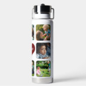 Multi photo collage best grandpa ever personalised water bottle (Back)