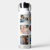 Multi photo collage best grandpa ever personalised water bottle (Front)