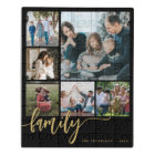 Multi photo collage family script modern keepsake