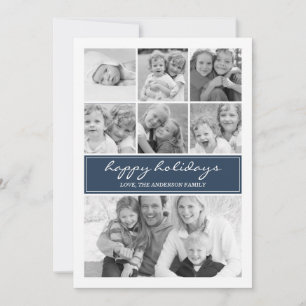 Multi Photo Collage Holiday Photocard - Navy /Blue Card