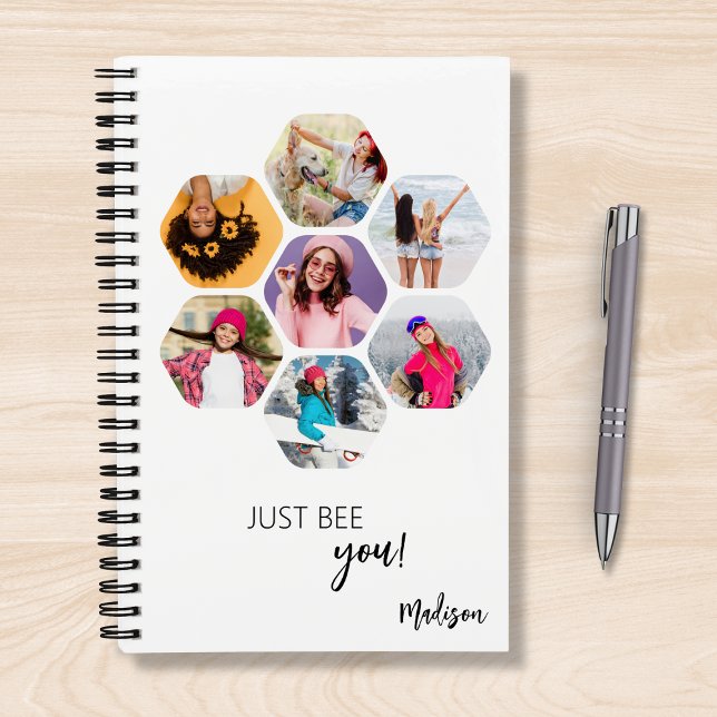 Multi Photo Collage JUST BEE YOU Personalised Name Notebook (Creator Uploaded)