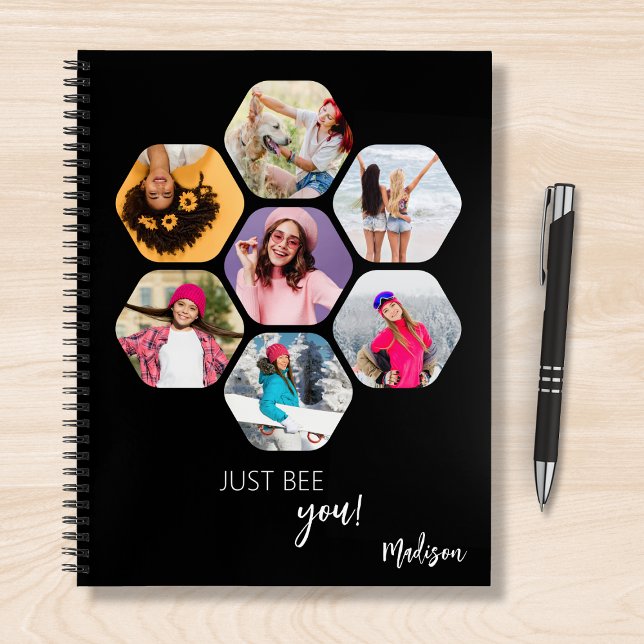 Multi Photo Collage JUST BEE YOU Personalised Name Notebook (Creator Uploaded)
