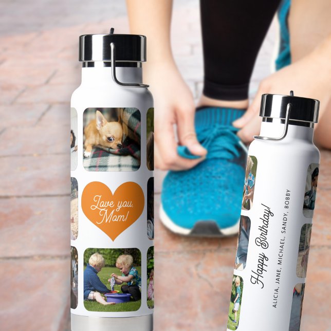 Multi photo collage love you mum personalised water bottle (Creator Uploaded)