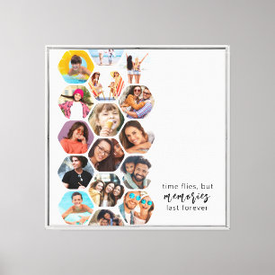 Multi Photo Collage Memories Simple Modern Square Canvas Print
