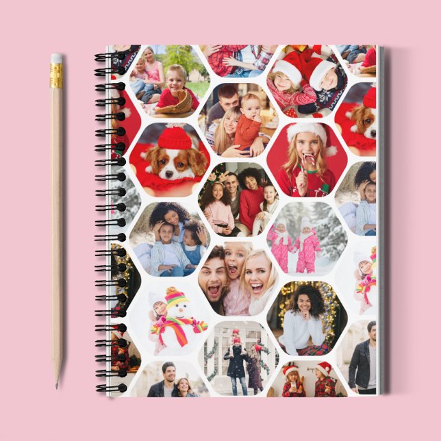 Multi Photo Collage Modern Hexagon Family Memories Notebook (Creator Uploaded)