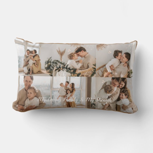 Multi Photo Collage Modern Personalised Family Lumbar Cushion (Front)