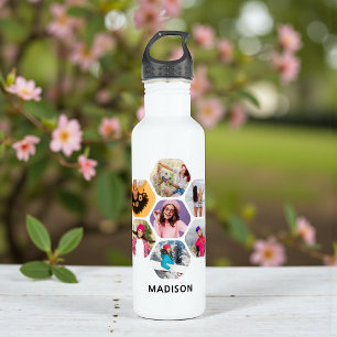 Multi Photo Collage Modern Personalised Name 710 Ml Water Bottle
