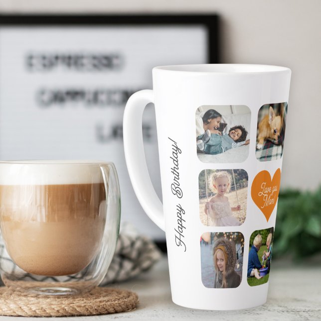 Multi photo collage personalised love you mum latte mug (Creator Uploaded)