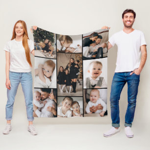 Multi Photo Collage Simple Minimalist No Text Fleece Blanket