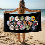 Multi Photo Collage Simple Modern Hexagon Pattern Beach Towel<br><div class="desc">Multi Photo Collage Simple Modern Hexagon Pattern Beach Towel features a photo collage of your favourite photos in a hexagon shape. Perfect for birthday,  Christmas,  Mother's Day,  Father's Day,  Grandparents,  brother,  sister,  best friend and more. PHOTO TIP: centre your photos before uploading to Zazzle. Designed by ©Evco Studio www.zazzle.com/store/evcostudio</div>