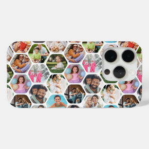 Multi Photo Collage Simple Modern Hexagon Pattern iPhone 15 Pro Case